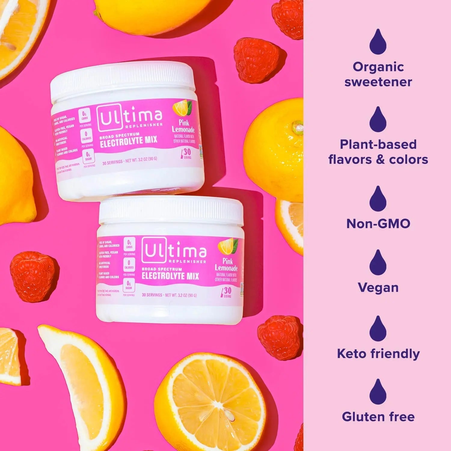 Ultima Replenisher Daily Electrolyte Drink Mix – Pink Lemonade, 30 Serving – Hydration - TrustMedUSA