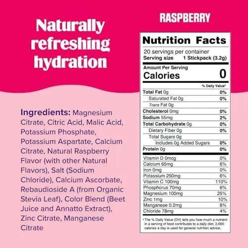 Ultima Replenisher Daily Electrolyte Drink Mix – Raspberry, 20 Stickpacks – Hydration - TrustMedUSA