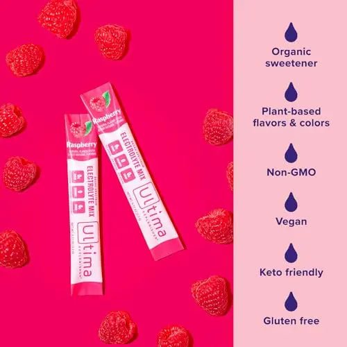 Ultima Replenisher Daily Electrolyte Drink Mix – Raspberry, 20 Stickpacks – Hydration - TrustMedUSA