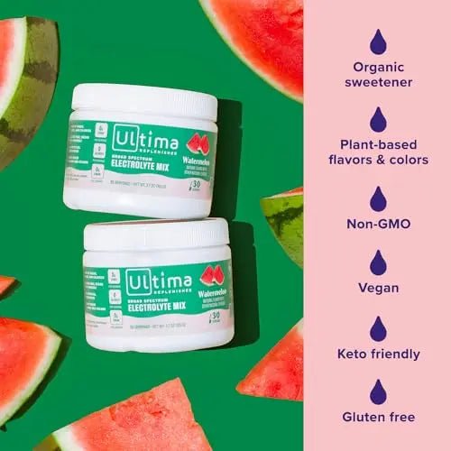 Ultima Replenisher Daily Electrolyte Drink Mix – Watermelon, 30 Servings – Hydration - TrustMedUSA
