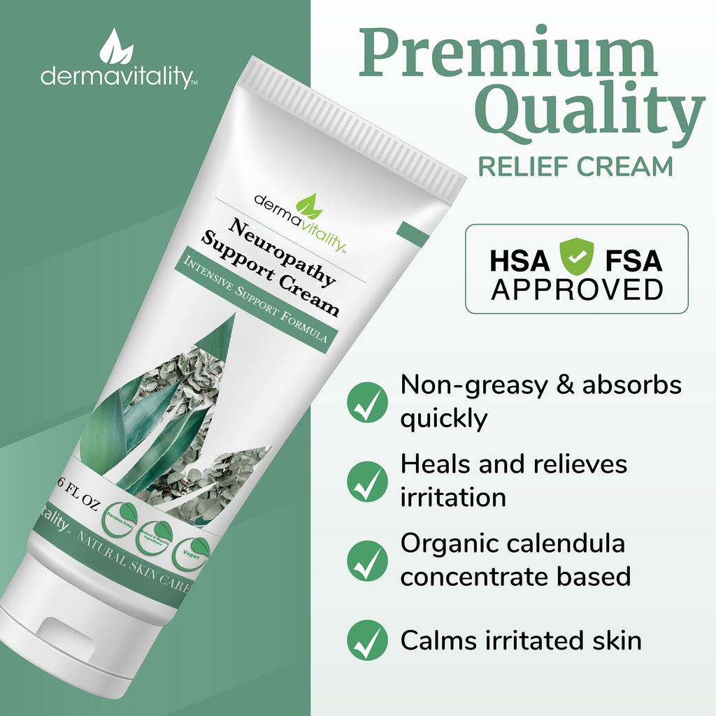 UltimateVitality Neuropathy Support Cream – Natural Organic Cream for Feet, Hands, Legs, Toes Includes Arnica, Capsicum Frutescens Fruit Extract, Peppermint a Ginger - 6 Ounces - TrustMedUSA