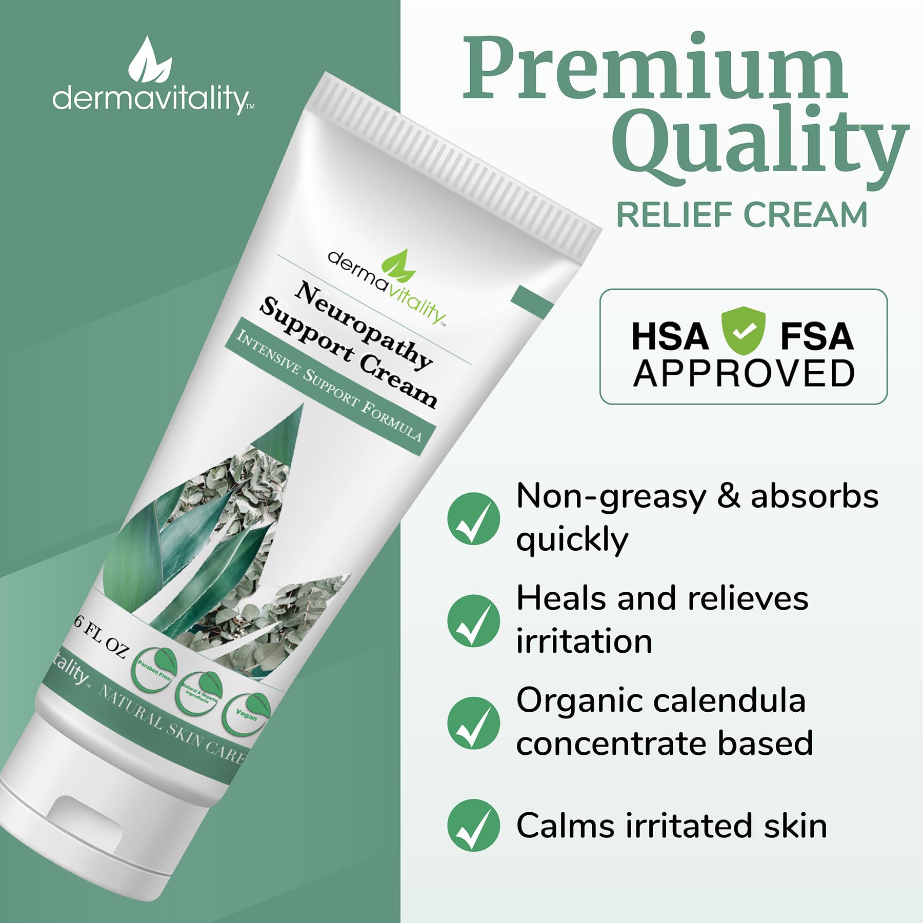 UltimateVitality Neuropathy Support Cream – Natural Organic Cream for Feet, Hands, Legs, Toes Includes Arnica, Capsicum Frutescens Fruit Extract, Peppermint a Ginger - 6 Ounces - TrustMedUSA