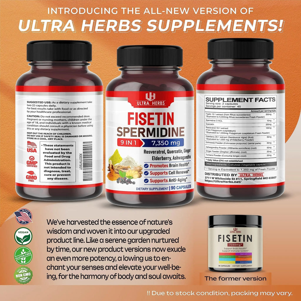 Ultra Fisetin Supplements Complex 7350mg Resveratrol 1000mg Quercetin 200mg - TrustMedUSA