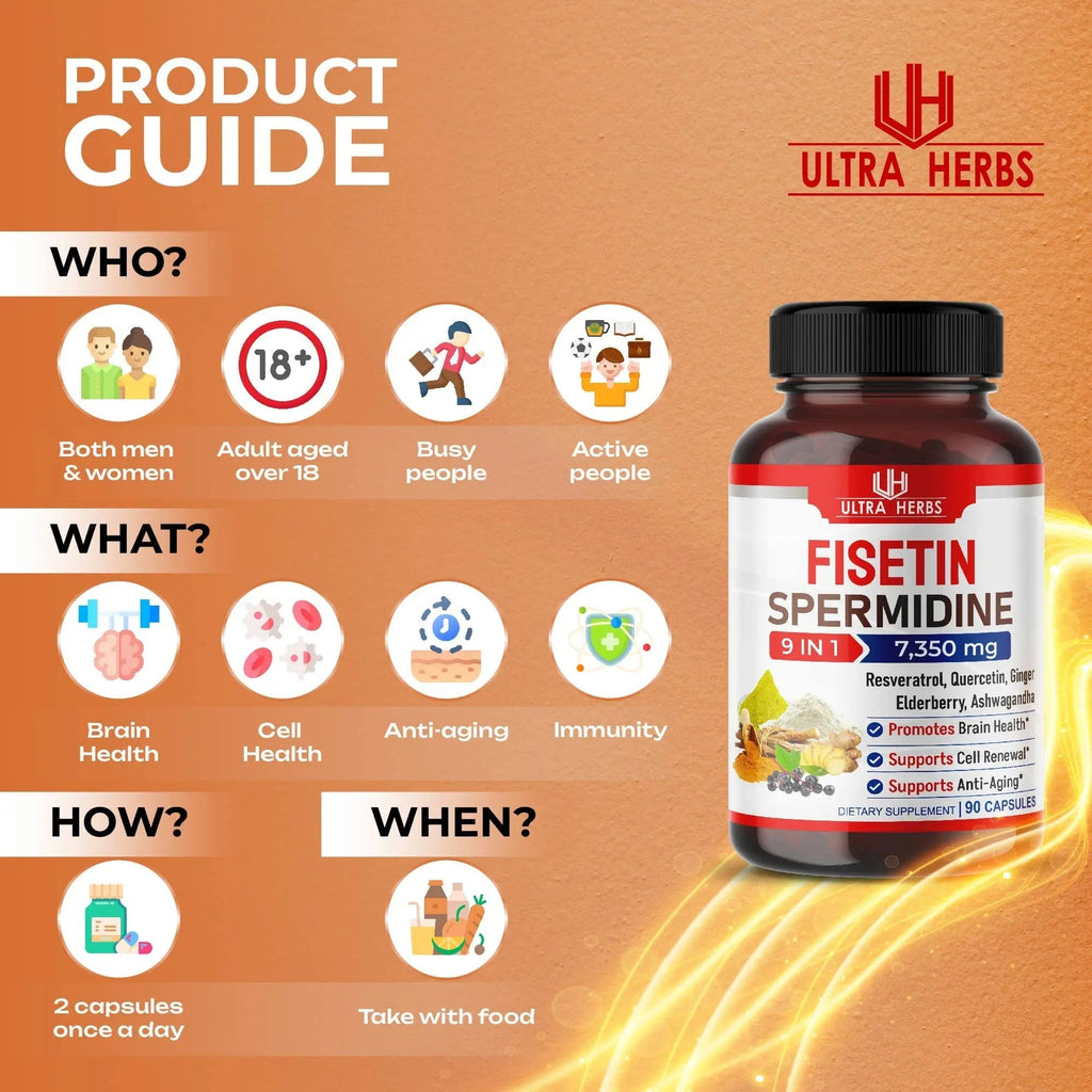 Ultra Fisetin Supplements Complex 7350mg Resveratrol 1000mg Quercetin 200mg - TrustMedUSA