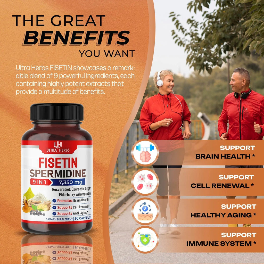 Ultra Fisetin Supplements Complex 7350mg Resveratrol 1000mg Quercetin 200mg - TrustMedUSA