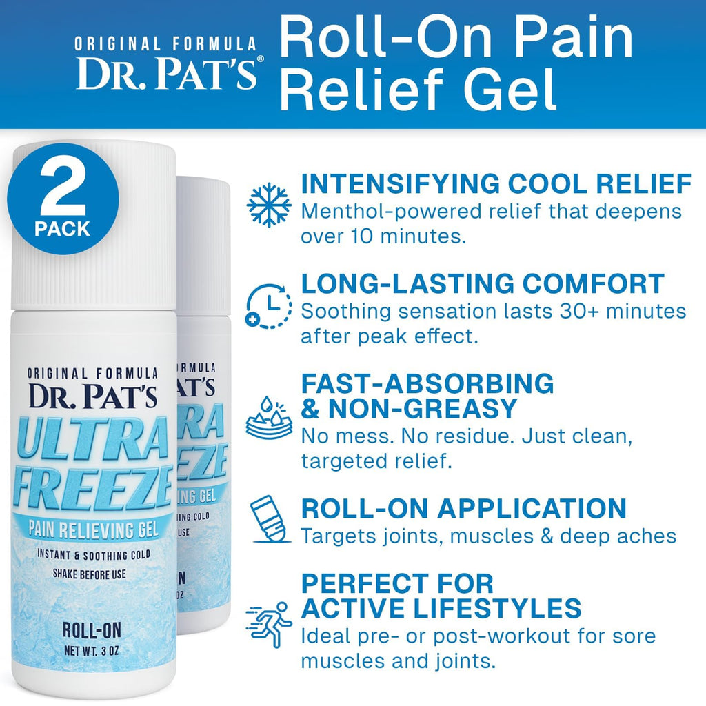 Ultra Freeze Roll-On Pain Relief Gel (3oz) - Joint & Muscle Therapy Rub for Arthritis, Neuropathy, Foot, and Joint - Cooling Topical Anti-Inflammatory (2 Pack) - TrustMedUSA