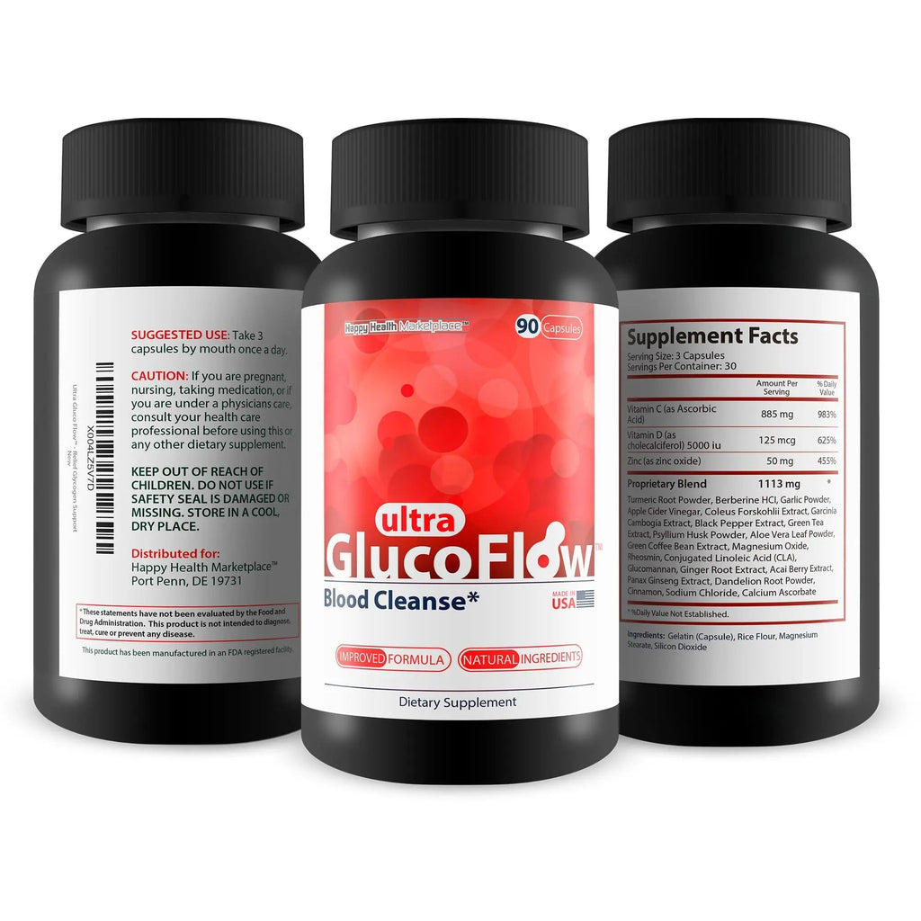 Ultra Gluco Flow - Improved Formula - Our Best Blood Cleanse Detox Cleanse Blood Support Pills - Blood Health Blood Circulation Pills Detox Cleanse Blood Gluco Bio Sweet Relief Glycogen Support - TrustMedUSA