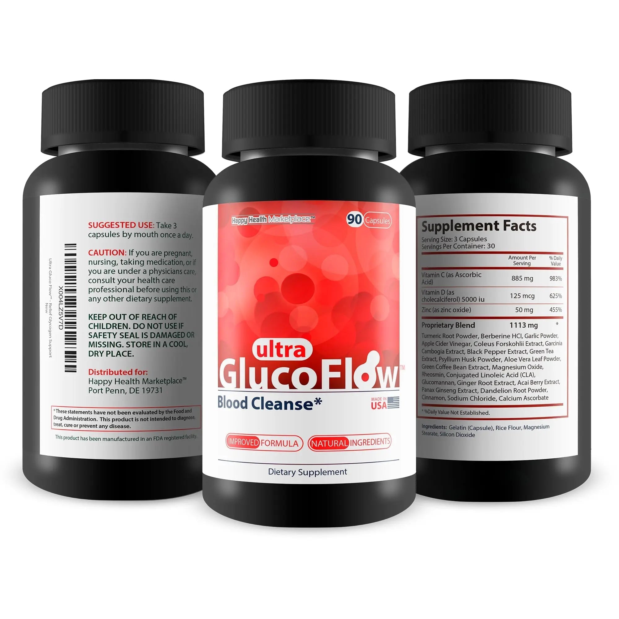 Ultra Gluco Flow - Improved Formula - Our Best Blood Cleanse Detox Cleanse Blood Support Pills - Blood Health Blood Circulation Pills Detox Cleanse Blood Gluco Bio Sweet Relief Glycogen Support - TrustMedUSA