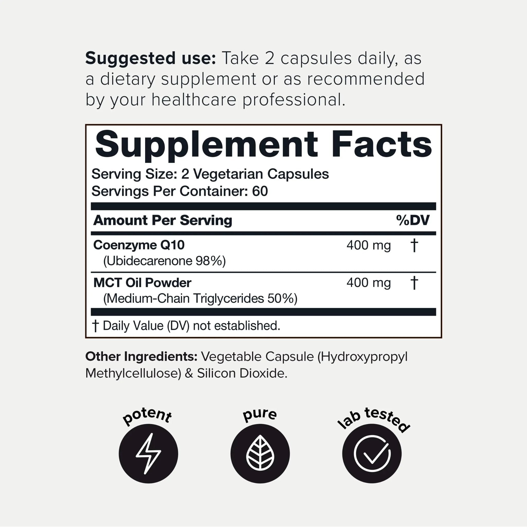 Ultra High Purity CoQ10 400mg - 98% Purified Third-Party Tested CoQ10 Supplement - TrustMedUSA