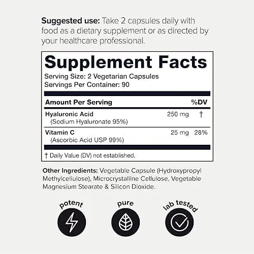 Ultra High Purity Hyaluronic Acid Capsules - 95%+ Highly Purified and Highly Bioavailable - TrustMedUSA