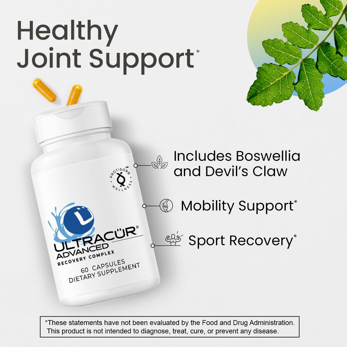 UltraCur Advanced Joint Support Supplement with High Absorption Curcumin - Extra Strength Protisorb Liquid Protein Scaffold - Supports Mobility & Flexibility with Devils Claw & Boswellia - 60 Capsules - TrustMedUSA