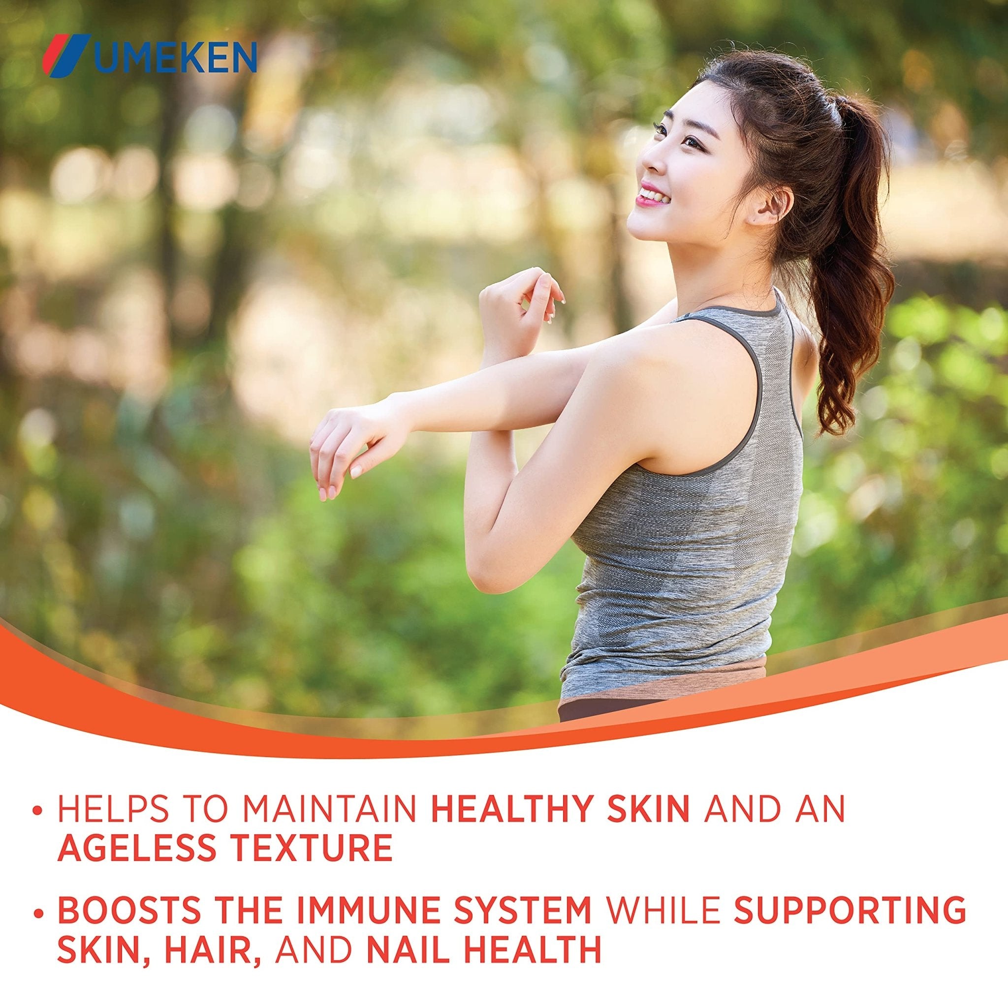 Umeken Elastin Beauty Powder Supplement with Collagen Peptides, Hyaluronic Acid, Vitamin C and Mangosteen Fruit, Women’s Health and Wellness, 1 Month Supply, 60 Packets - Maple Wellness Supplements