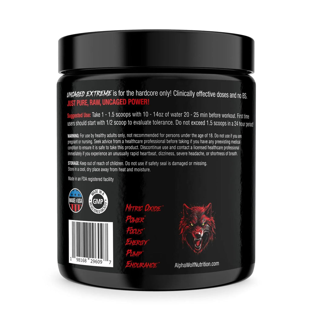 Uncaged Extreme Pre-Workout Powder - Extreme Energy, Focus, Nitric Oxide & Muscle - TrustMedUSA