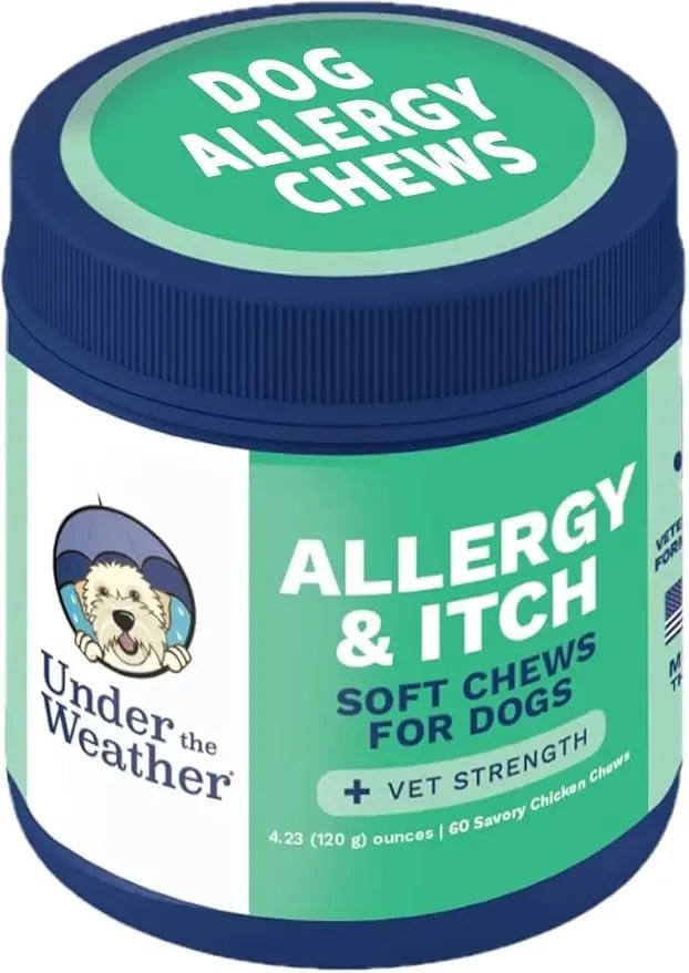 Under the Weather Allergy & Itch Pet Allergy Chews for Dogs | Vet Formulated Skin Support for Canines | Soothing Dog Allergies and Itching Relief Supplement | 60 Count - TrustMedUSA