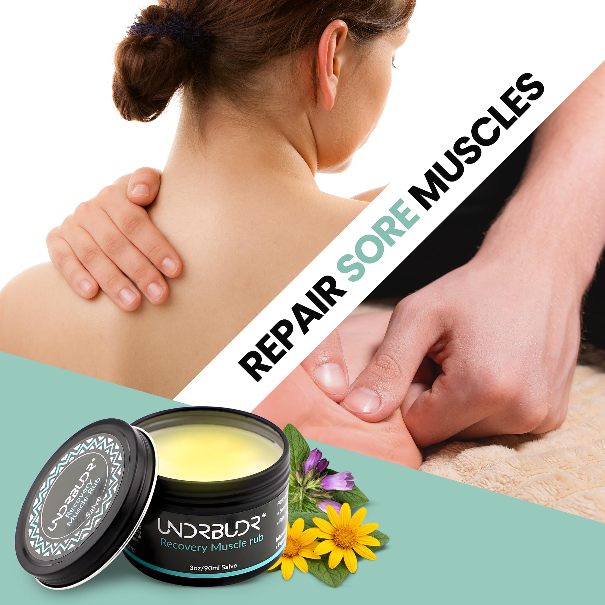 UNDRBUDR Post-Activity Recovery Muscle Rub Salve with Arnica, Comfrey & Essential Oils- Balm for Muscle Soreness, Joint Discomfort & Post-Workout Recovery, Natural Formula for Active Lifestyles (3 oz) - TrustMedUSA