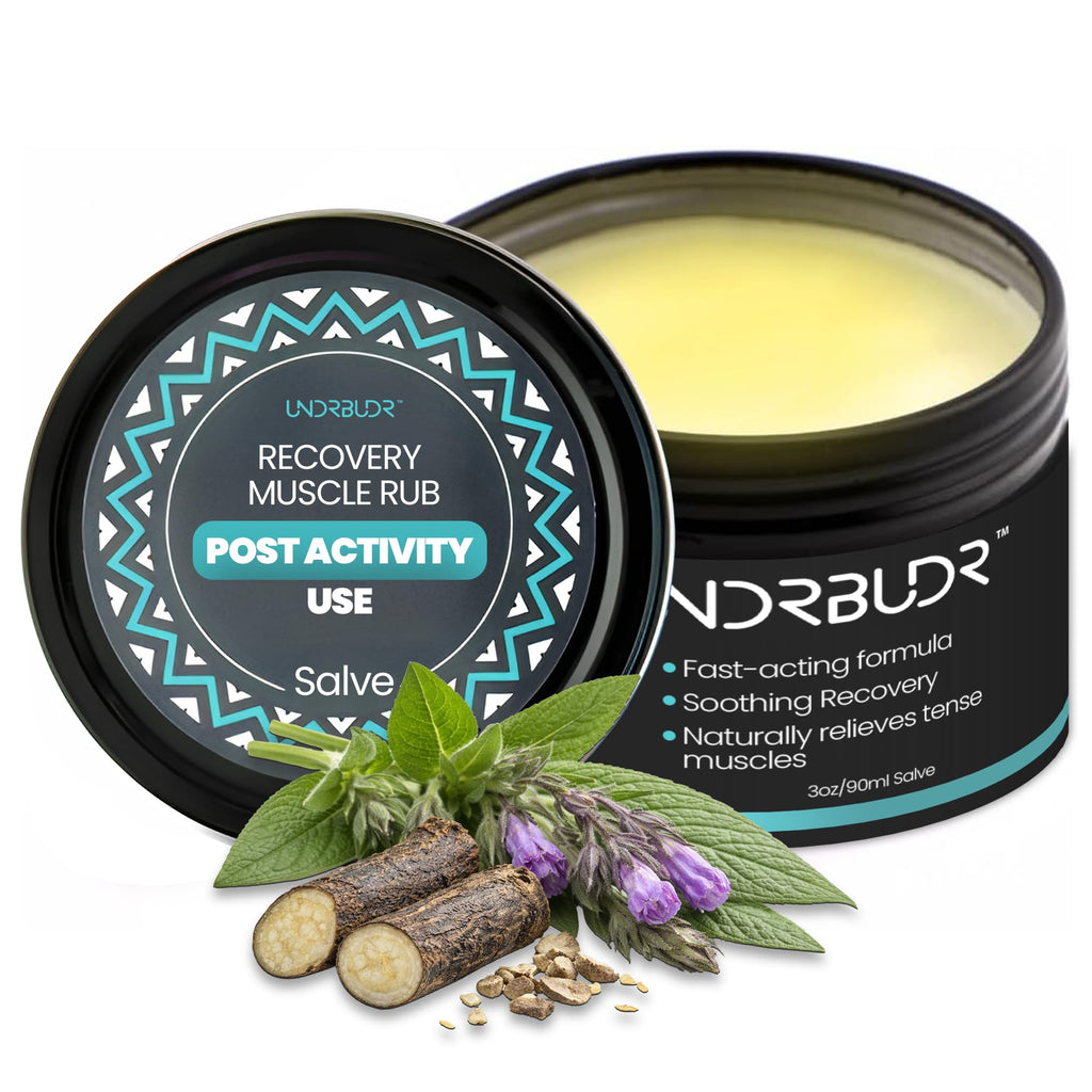 UNDRBUDR Post-Activity Recovery Muscle Rub Salve with Arnica, Comfrey & Essential Oils- Balm for Muscle Soreness, Joint Discomfort & Post-Workout Recovery, Natural Formula for Active Lifestyles (3 oz) - TrustMedUSA