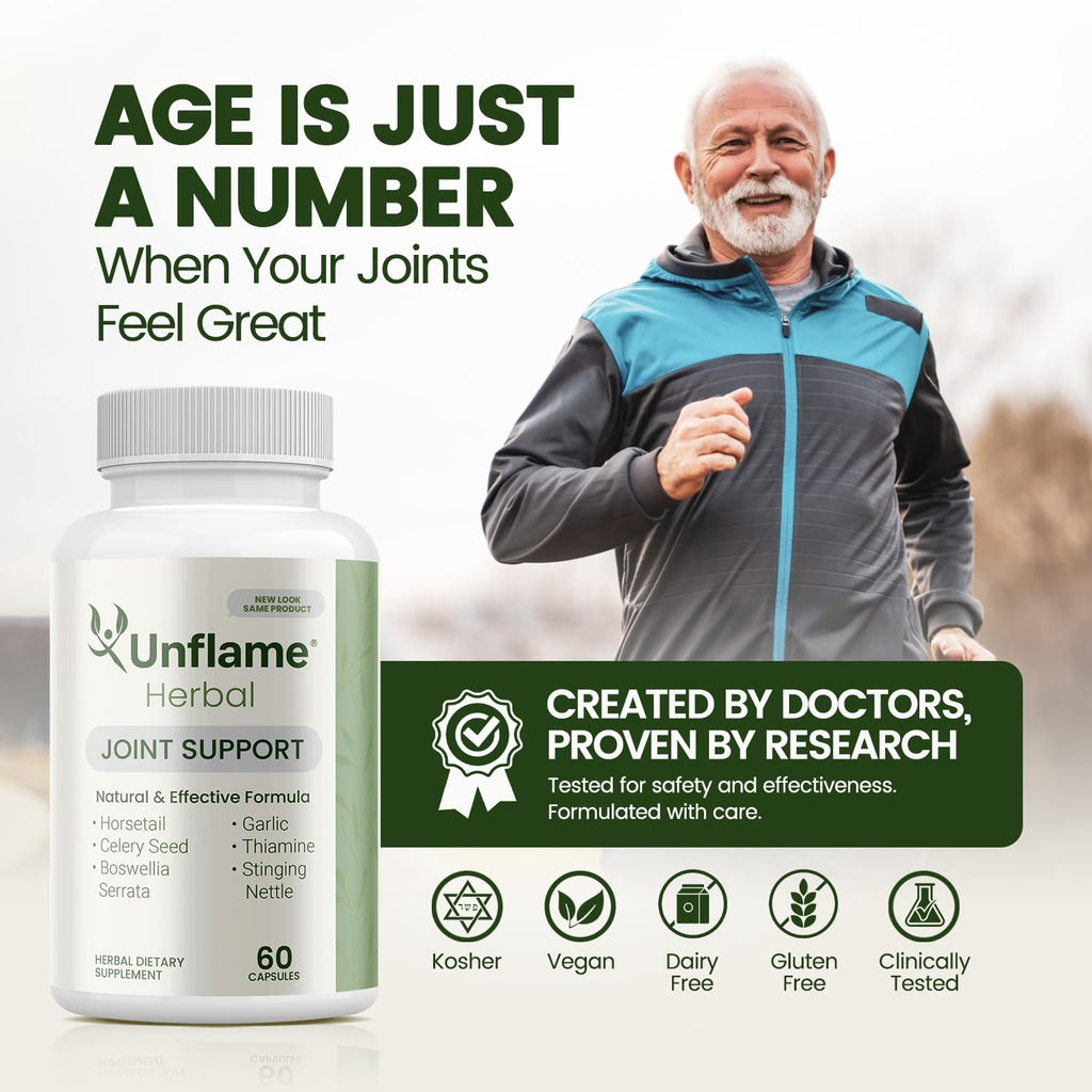 Unflame Herbal Supplement – Botanical Support for Joints, Back, and Muscles – 60 Capsules – Natural Herbal Blend – Dietary Supplement - TrustMedUSA