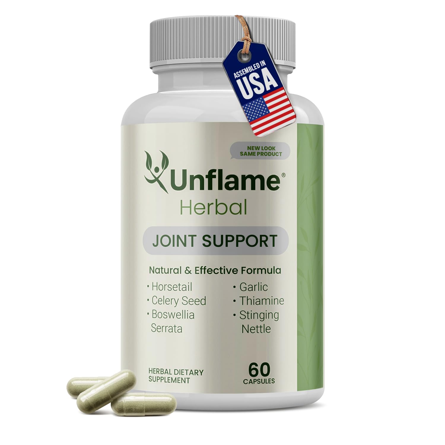 Unflame Herbal Supplement – Botanical Support for Joints, Back, and Muscles – 60 Capsules – Natural Herbal Blend – Dietary Supplement - TrustMedUSA
