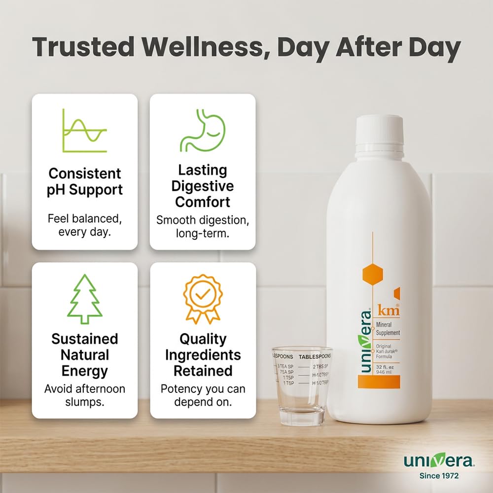 Univera km Liquid Potassium Supplement, pH Balance, Digestion Support, Mineral Supplements with Magnesium, Original Karl Jurak Formula, 32 fl oz (30-Day Supply) - TrustMedUSA