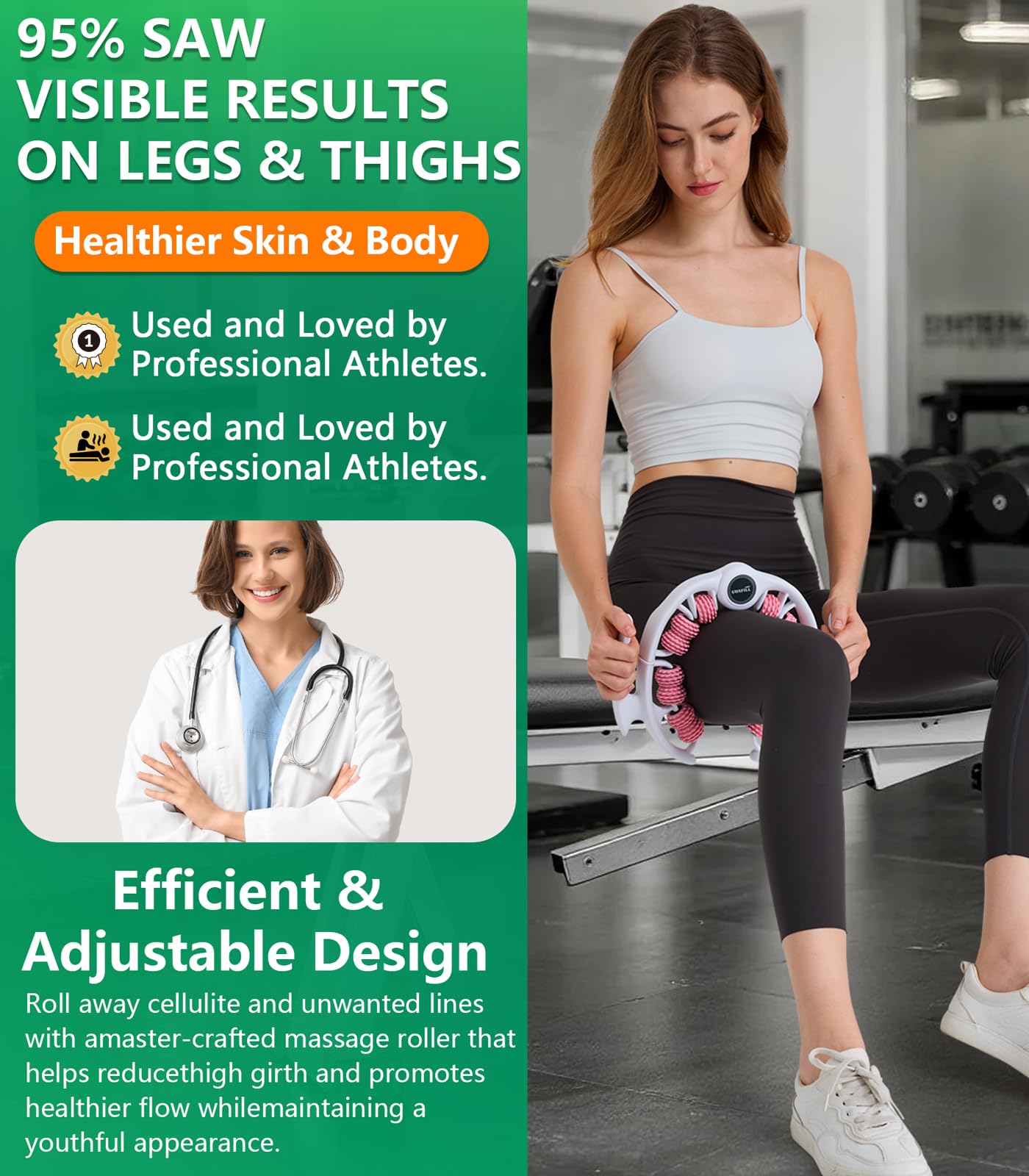 Uoxfill Cellulite massage tool | 360°removable cellulite remover for legs & Lymphatic Drainage Massager | Fascia Blaster for Contoured & Smoother Skin,Tool for Sore Arms, Legs, Stomach & Buttocks Pink - Maple Wellness Supplements