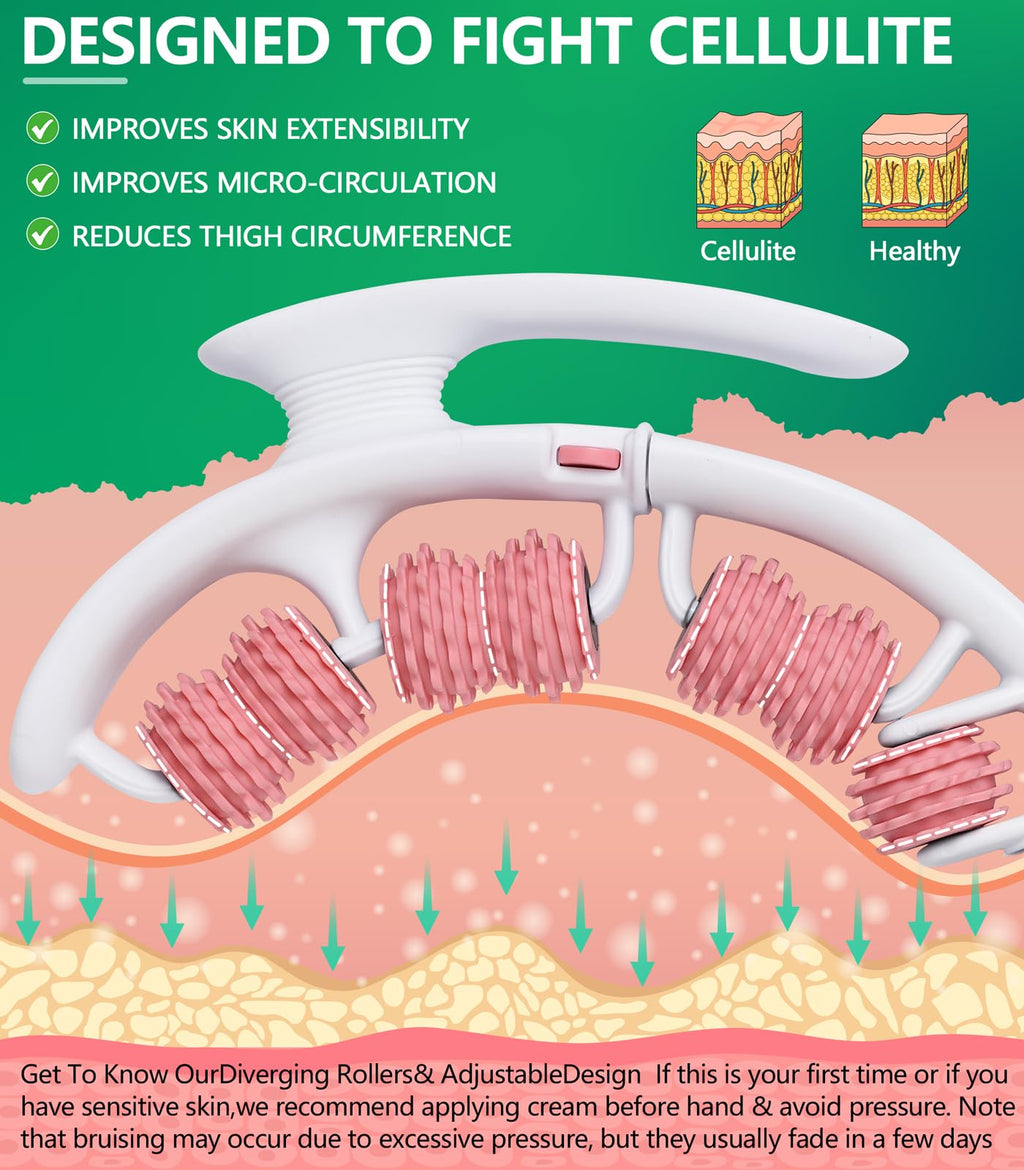 Uoxfill Cellulite massage tool | 360°removable cellulite remover for legs & Lymphatic Drainage Massager | Fascia Blaster for Contoured & Smoother Skin,Tool for Sore Arms, Legs, Stomach & Buttocks Pink - Maple Wellness Supplements