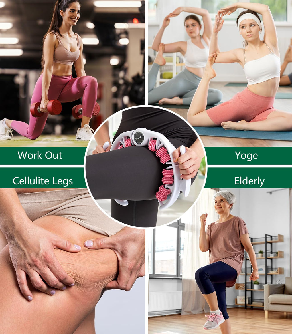 Uoxfill Cellulite massage tool | 360°removable cellulite remover for legs & Lymphatic Drainage Massager | Fascia Blaster for Contoured & Smoother Skin,Tool for Sore Arms, Legs, Stomach & Buttocks Pink - Maple Wellness Supplements