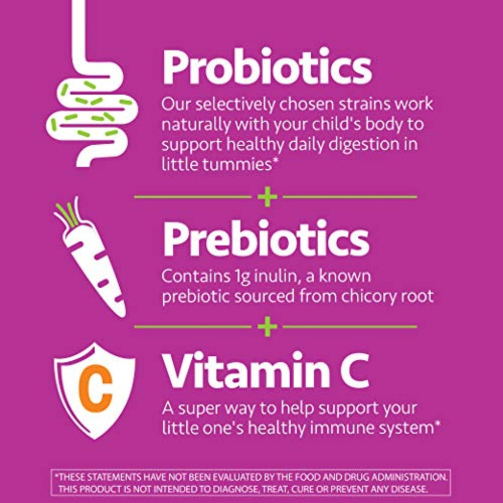 up4 Kids Probiotic Gummies, Digestive and Immune Support with Prebiotics and Vitamin C, Gelatin Free, Gluten Free and Non-GMO, For Ages 3+, 30 count - TrustMedUSA