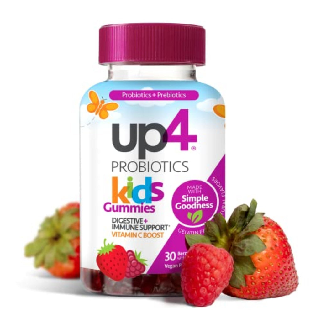 up4 Kids Probiotic Gummies, Digestive and Immune Support with Prebiotics and Vitamin C, Gelatin Free, Gluten Free and Non-GMO, For Ages 3+, 30 count - TrustMedUSA