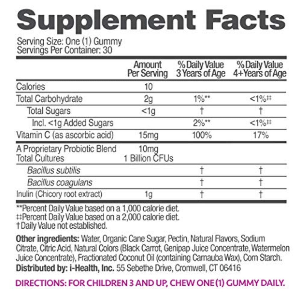 up4 Kids Probiotic Gummies, Digestive and Immune Support with Prebiotics and Vitamin C, Gelatin Free, Gluten Free and Non-GMO, For Ages 3+, 30 count - TrustMedUSA