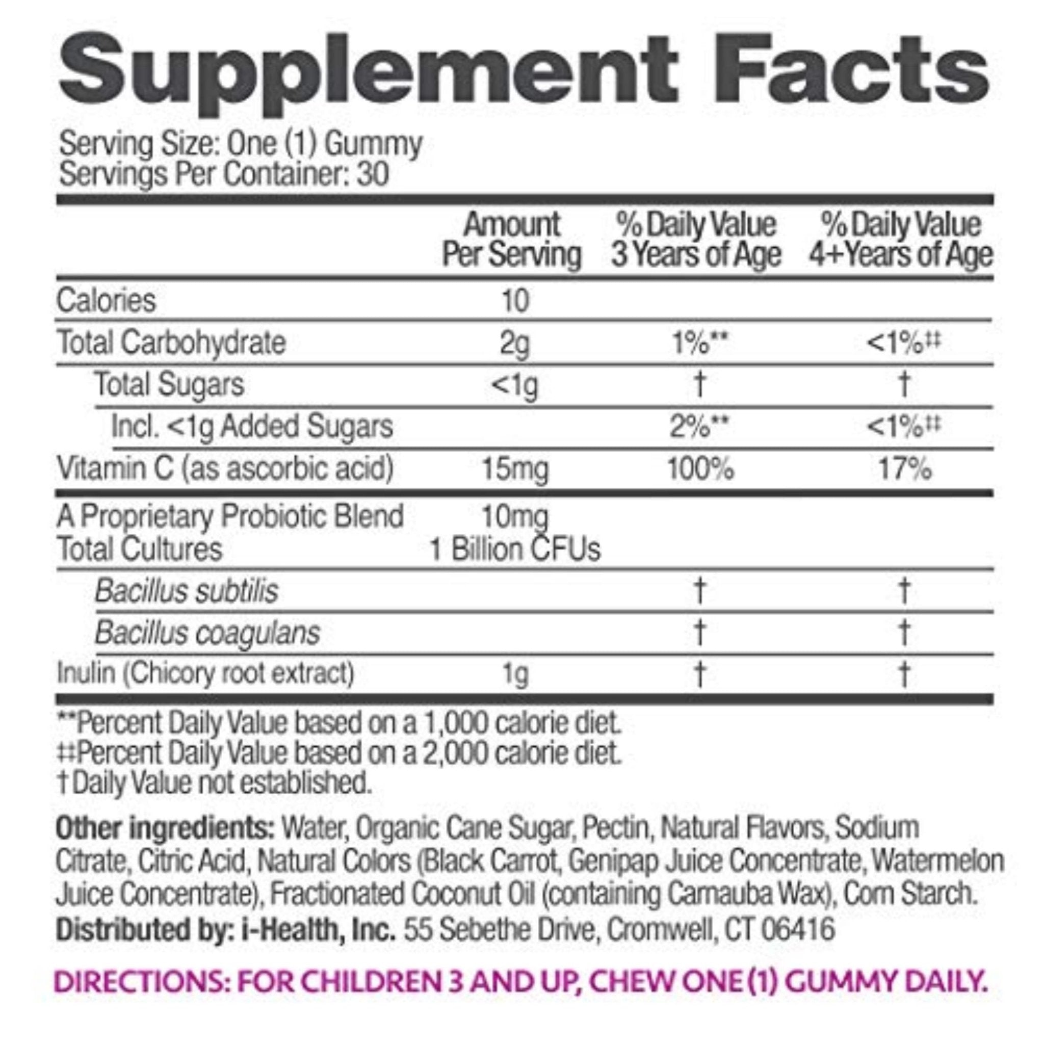 up4 Kids Probiotic Gummies, Digestive and Immune Support with Prebiotics and Vitamin C, Gelatin Free, Gluten Free and Non-GMO, For Ages 3+, 30 count - TrustMedUSA