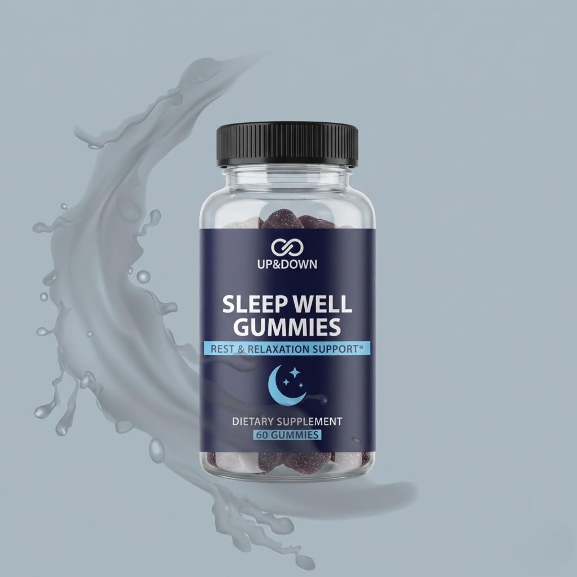 Up&Down Supplements Sleep Well Gummies | Deeper Sleep, Relaxation, Rest & Recovery Support | Melatonin, Vitamin B6 & Passionflower | Made in USA | Vegan, Non-GMO, Gluten Free | 60 Sleep Gummies - TrustMedUSA