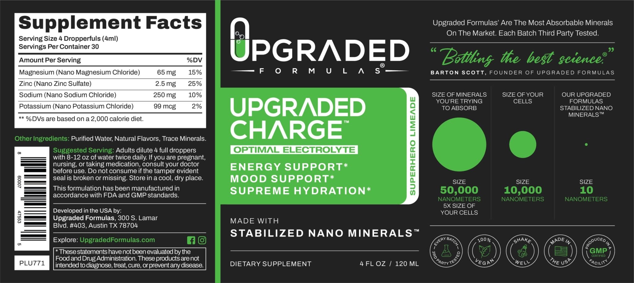 Upgraded Formulas Upgraded Charge Optimal Electrolyte Blend with Liquid Nano Minerals Dietary Supplement, 4 Fluid Ounces - TrustMedUSA