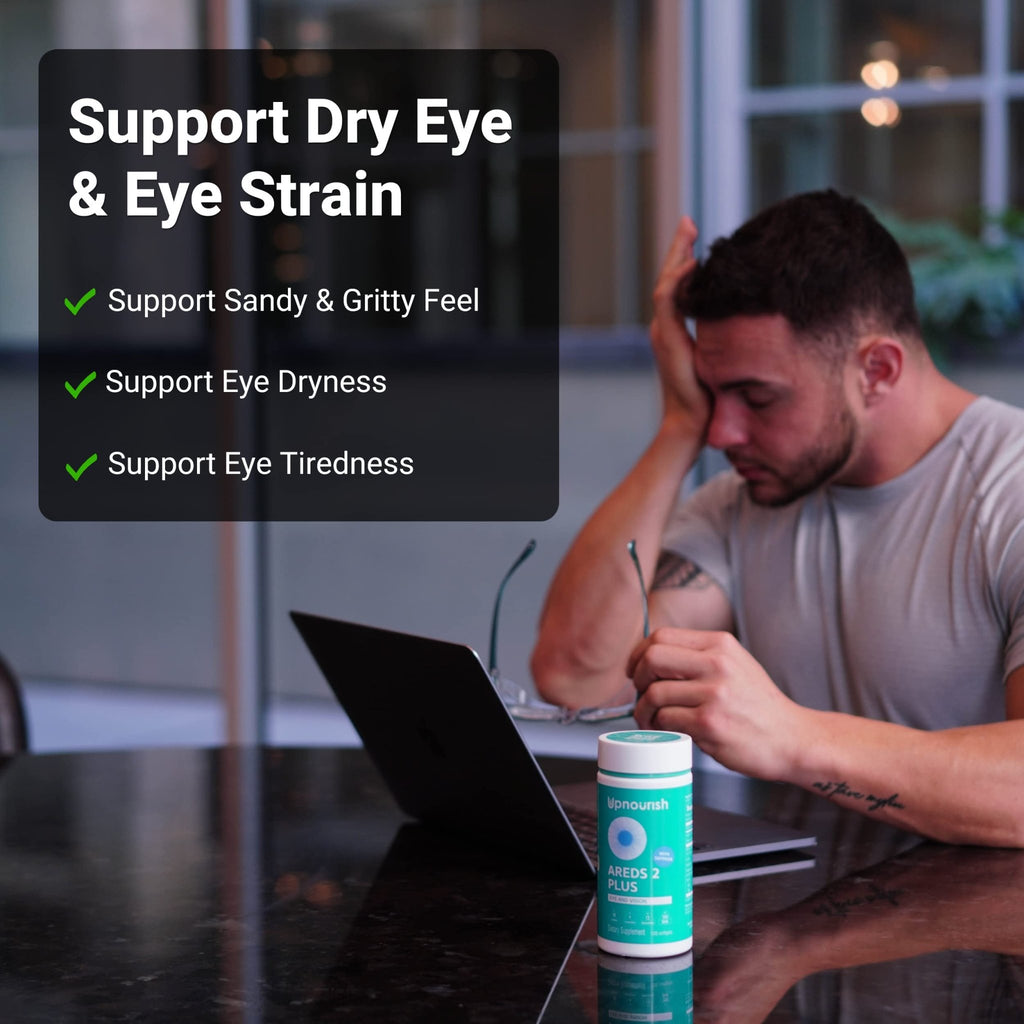 UpNourish AREDS 2 Eye Vitamins for Seniors - Lutein Eye Health Supplement for Adults - Computer Eye Strain Relief, Ocular Health and Dry Eye Support - Vision & Eye Supplements for Women and Men - TrustMedUSA