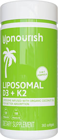 UpNourish Liposomal D3 & K2 MK-7, Advanced Absorption for Optimal Bone and Immun - TrustMedUSA