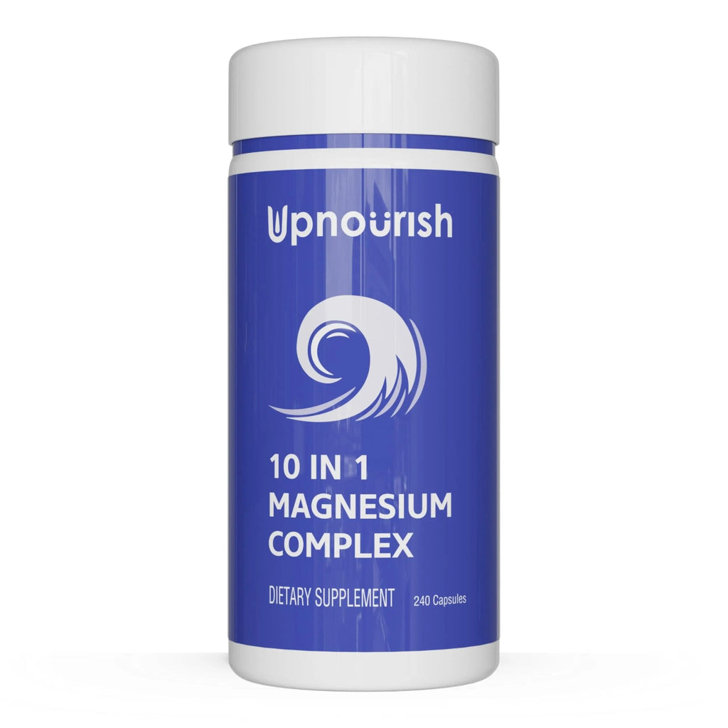 UpNourish Magnesium Supplement - 10 in 1 Magnesium Complex - Full Spectrum Magnesium Mineral Supplements with Glycinate, Citrate, Taurate, Malate, Carbonate, Oxide and More, 240 Vegan Capsules - TrustMedUSA