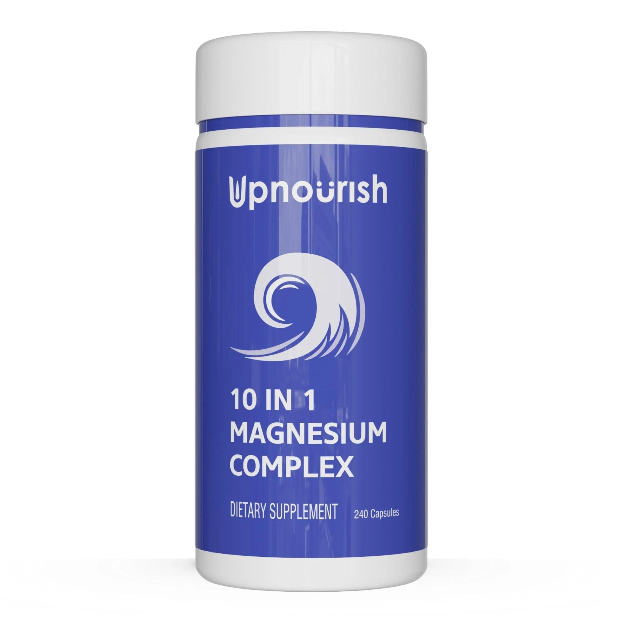 UpNourish Magnesium Supplement - 10 in 1 Magnesium Complex - Full Spectrum Magnesium Mineral Supplements with Glycinate, Citrate, Taurate, Malate, Carbonate, Oxide and More, 240 Vegan Capsules - TrustMedUSA