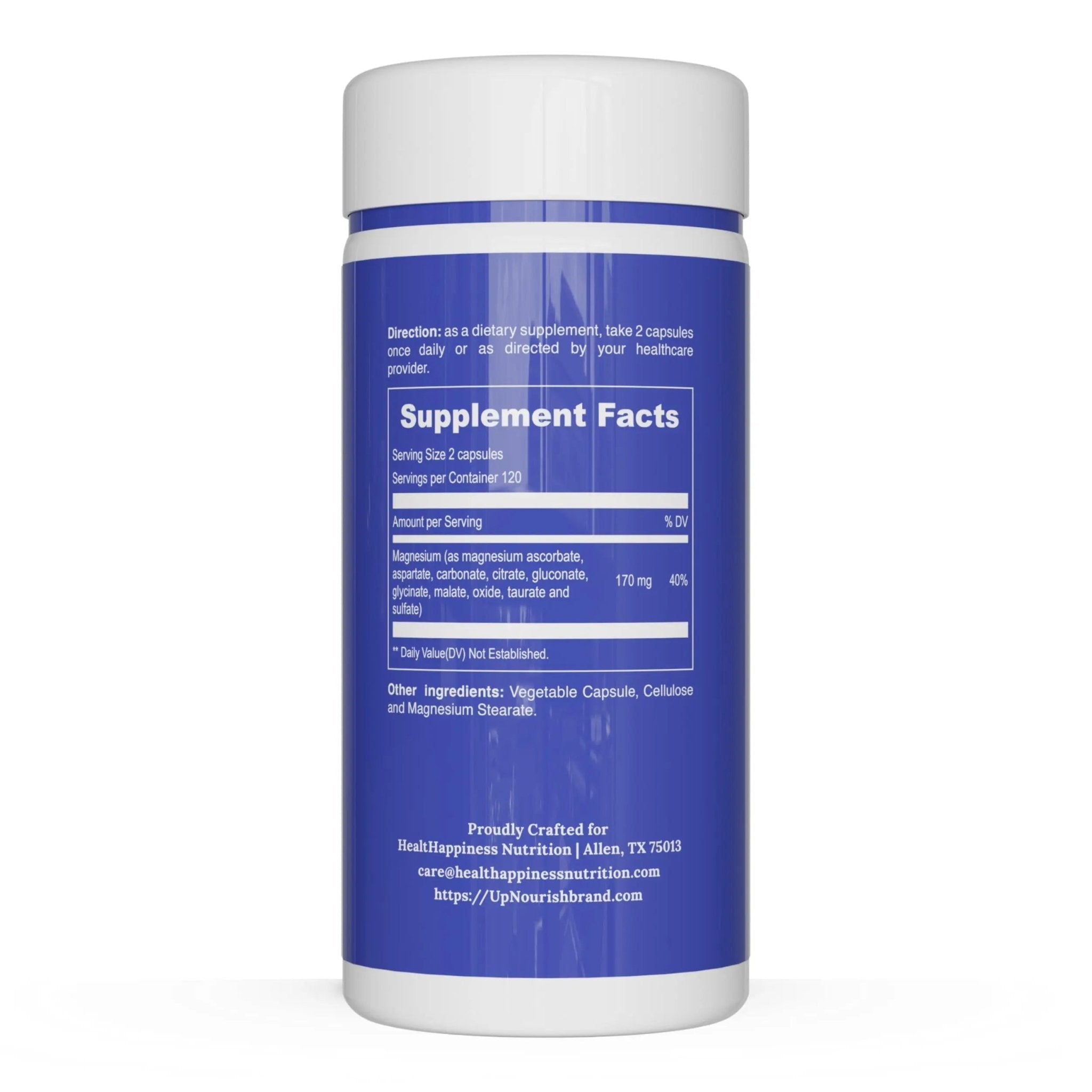 UpNourish Magnesium Supplement - 10 in 1 Magnesium Complex - Full Spectrum Magnesium Mineral Supplements with Glycinate, Citrate, Taurate, Malate, Carbonate, Oxide and More, 240 Vegan Capsules - TrustMedUSA