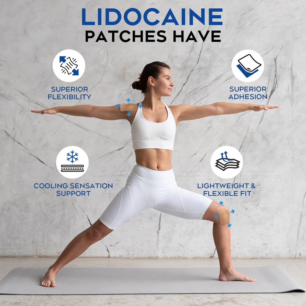 Uposiut Lidocaine 4% Patches - Extra Strength Lidocaine Patches (40 Patches), for Neck, Shoulder, Back, Knee, and Ankle Muscles, 12-Hour Effectiveness-A001L - TrustMedUSA
