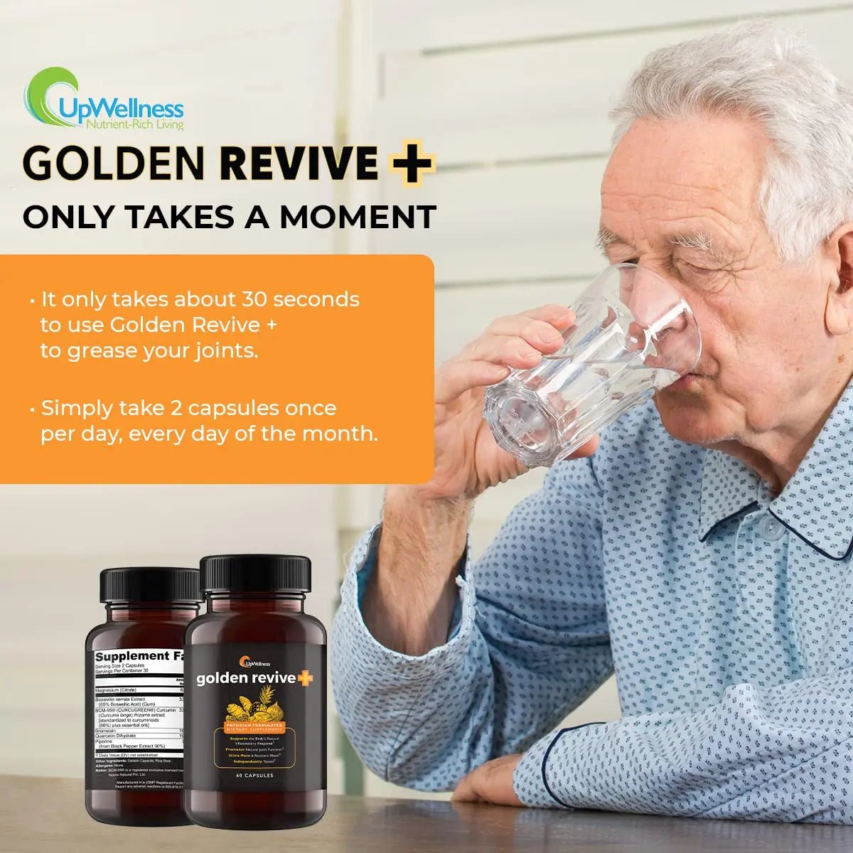 UpWellness Golden Revive + Joint Support with Quercetin, Magnesium, and Turmeric - TrustMedUSA