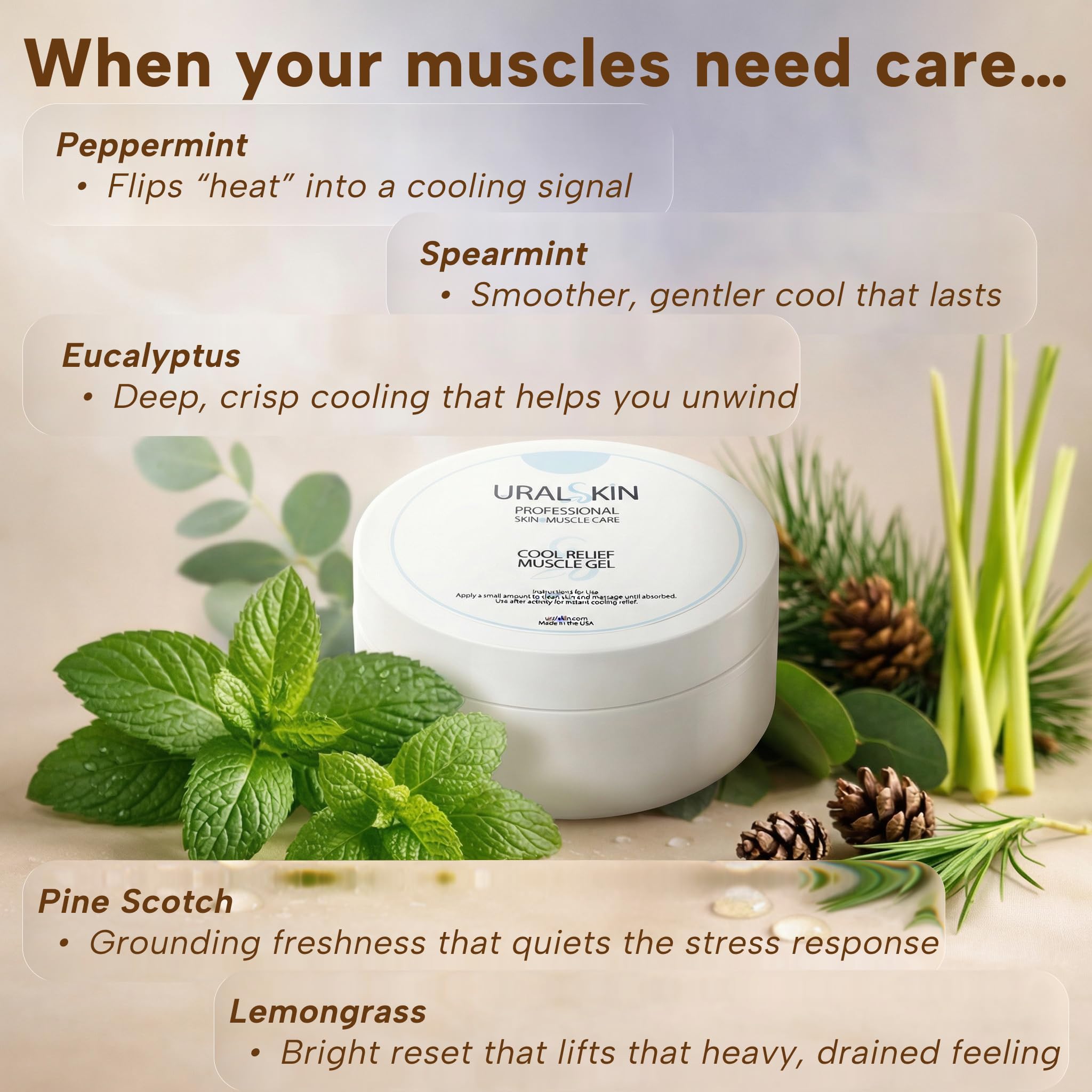 URALSKIN Cooling Muscle Gel – Fast-Drying, Non-Greasy Gel for Body, 4 oz (113 g) - TrustMedUSA