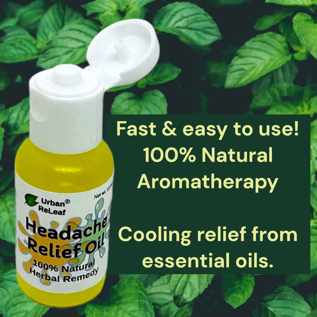 Urban ReLeaf Headache Relief Oil! 100% Natural Herbal Remedy, Sinus, Tension, Neck, Temples. Made in USA! Works Fast! Gentle Essential Oil Relief - TrustMedUSA