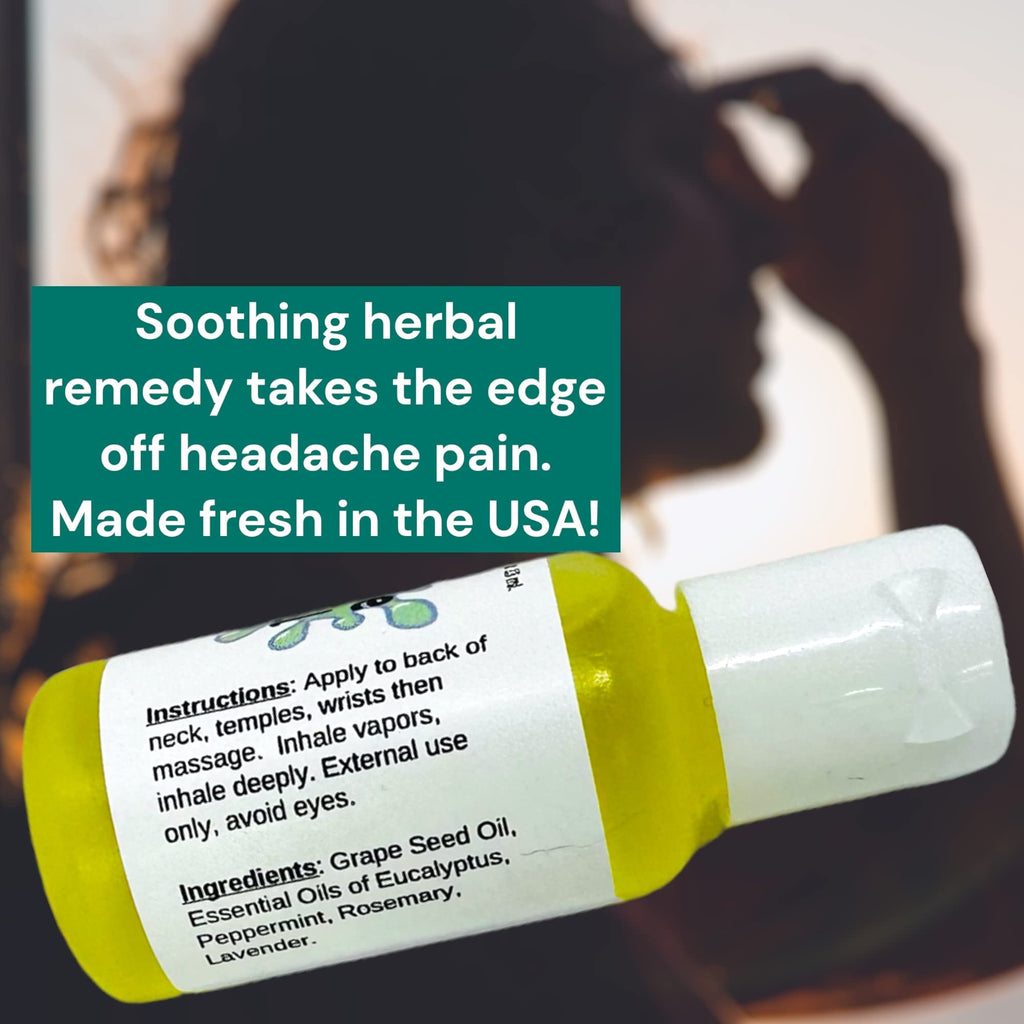 Urban ReLeaf Headache Relief Oil! 100% Natural Herbal Remedy, Sinus, Tension, Neck, Temples. Made in USA! Works Fast! Gentle Essential Oil Relief - TrustMedUSA