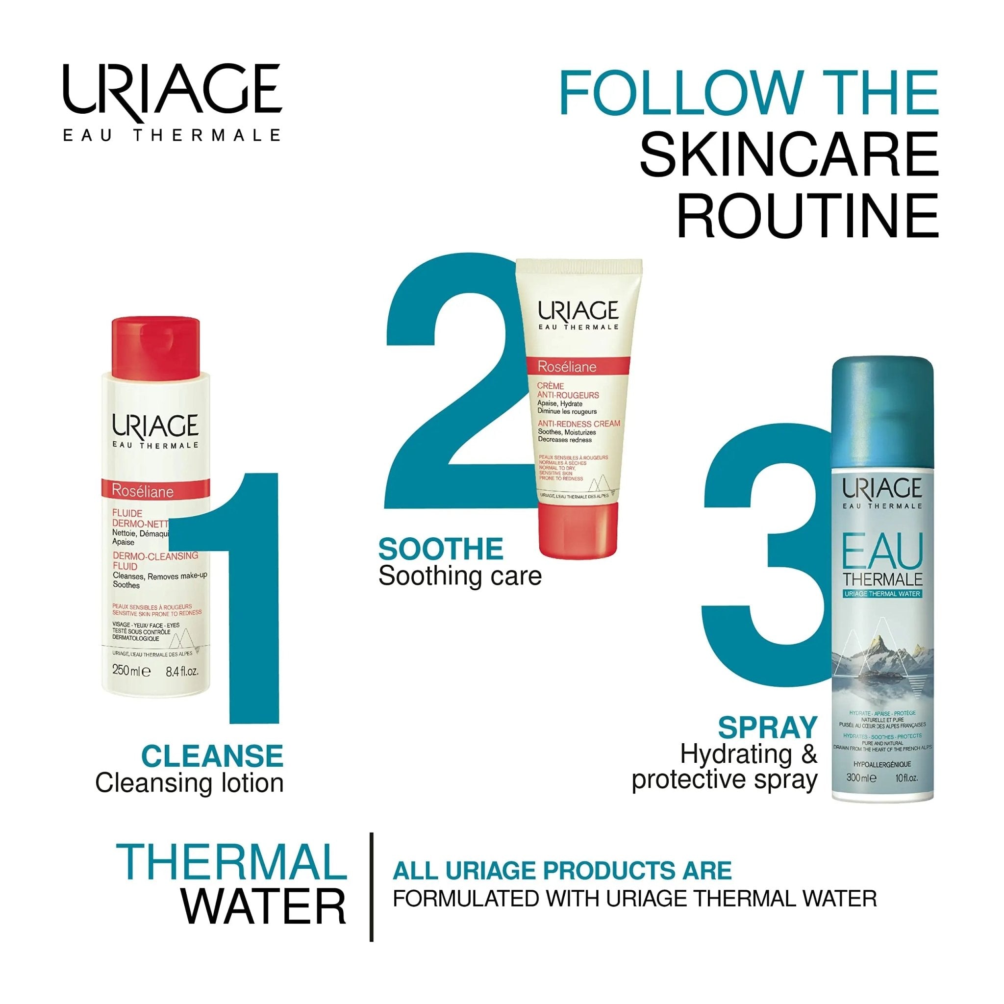 Uriage Roseliane Redness Relief Face Cream 1.35 fl.oz. | Hydrating Moisturizer - TrustMedUSA