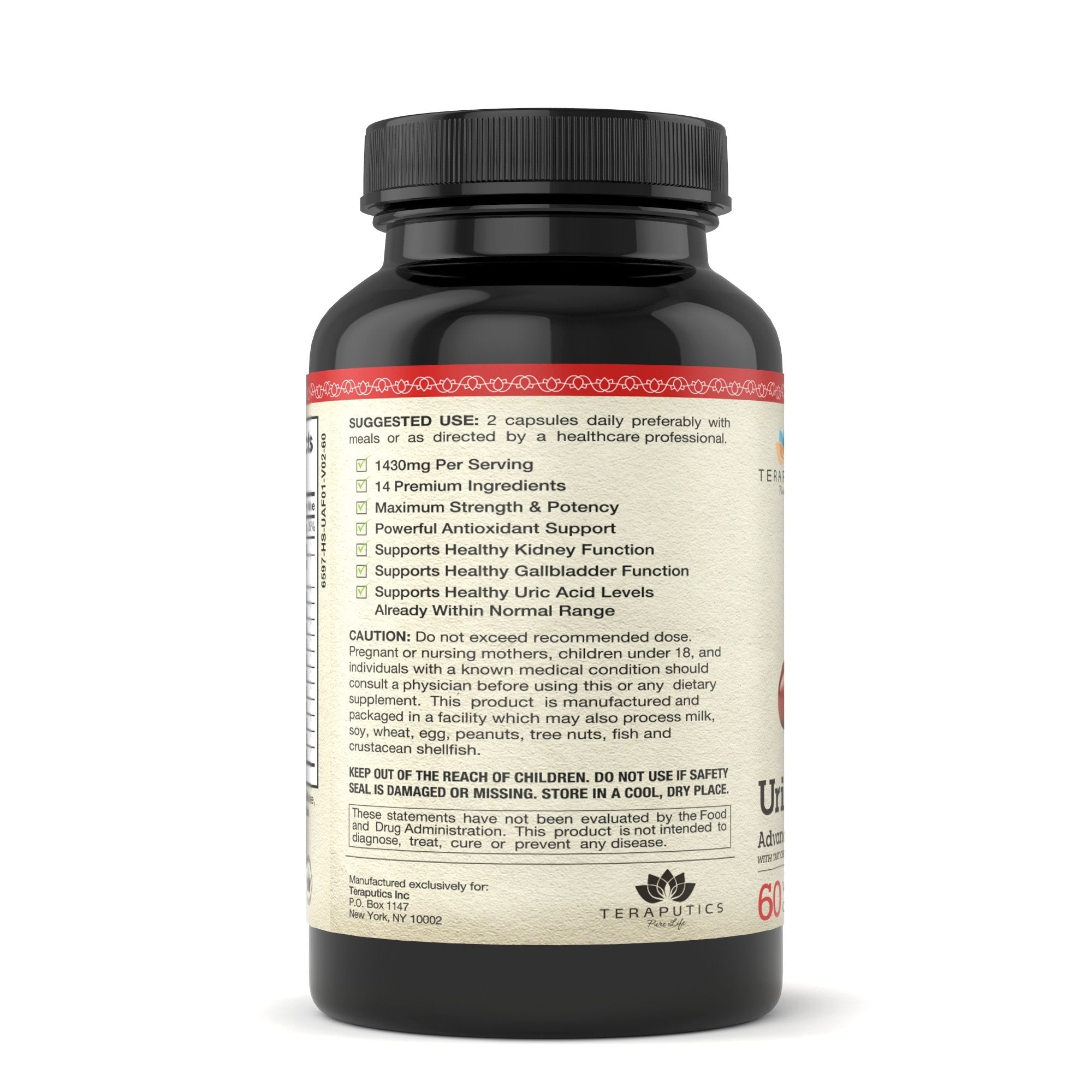 Uric Acid Support Formula | Advanced Uric Acid Cleanse & Kidney Support Supplement - Includes Tart Cherry Concentrate, Celery Seed Extract + 12 More High Potency Ingredients, 60 Veggie Capsules - TrustMedUSA