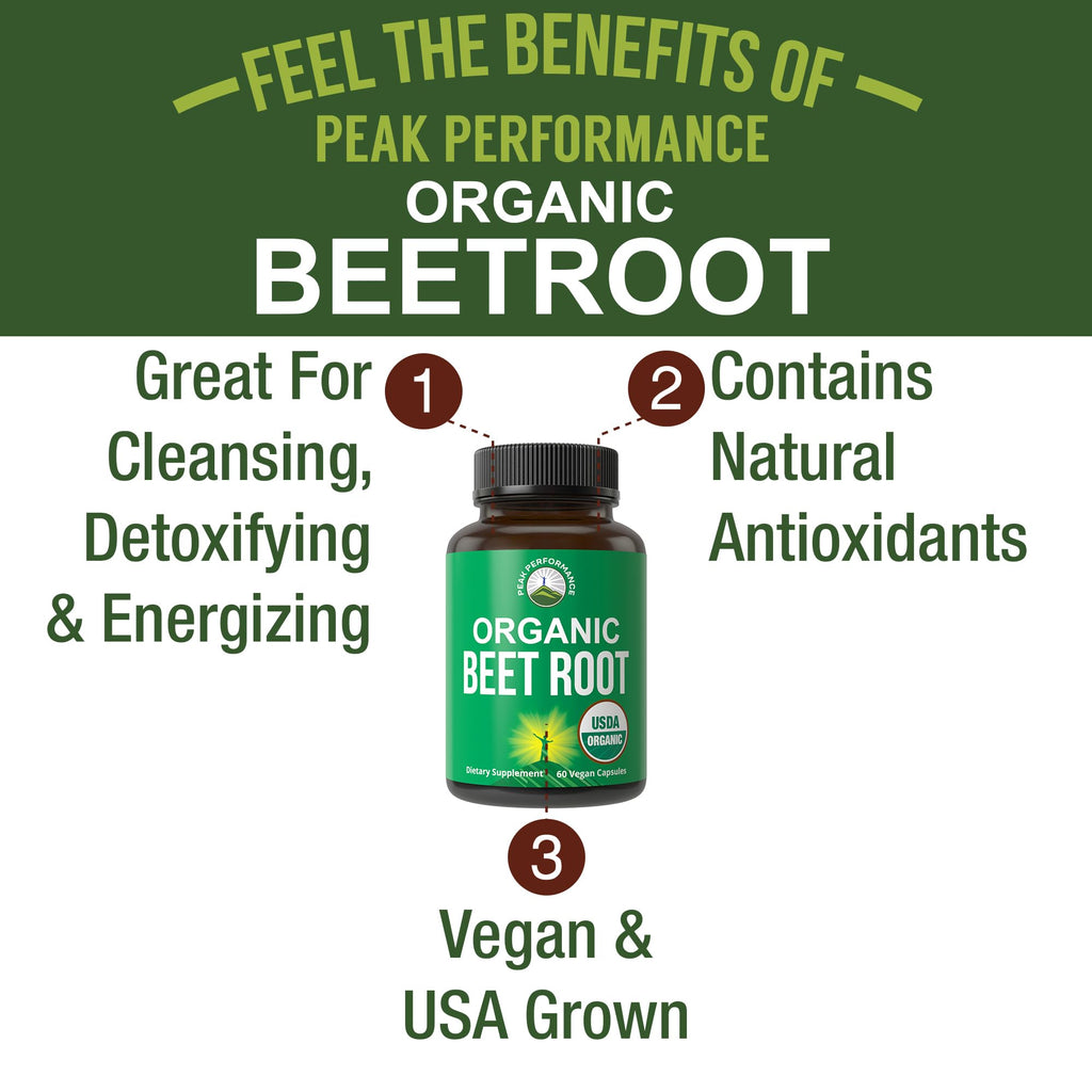 USDA Organic Beet Root Vegan Capsules. Beets Juice Powder Super Food Pills 1200 mg. Nitric Oxide Energy Boosting Beetroot Extract Capsules. Polyphenol Support Supplement for Women and Men - TrustMedUSA