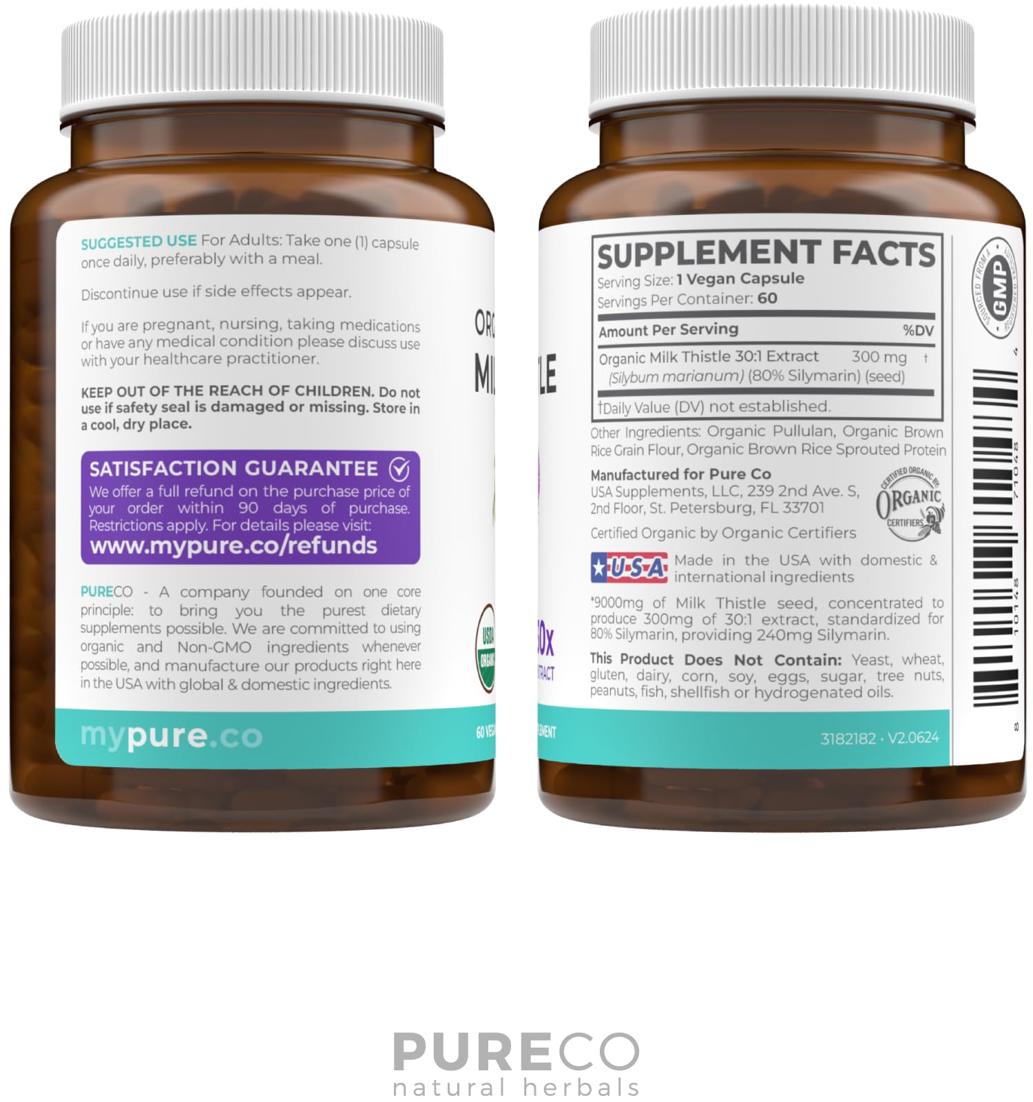 USDA Organic Milk Thistle Capsules - 80% Silymarin Supplement for Liver Support- Super Concentrated 300mg of 30:1 Milk Thistle Extract Equivalent to 9,000mg - Milk Thistle Liver Detox 60 Day Supply - Maple Wellness Supplements