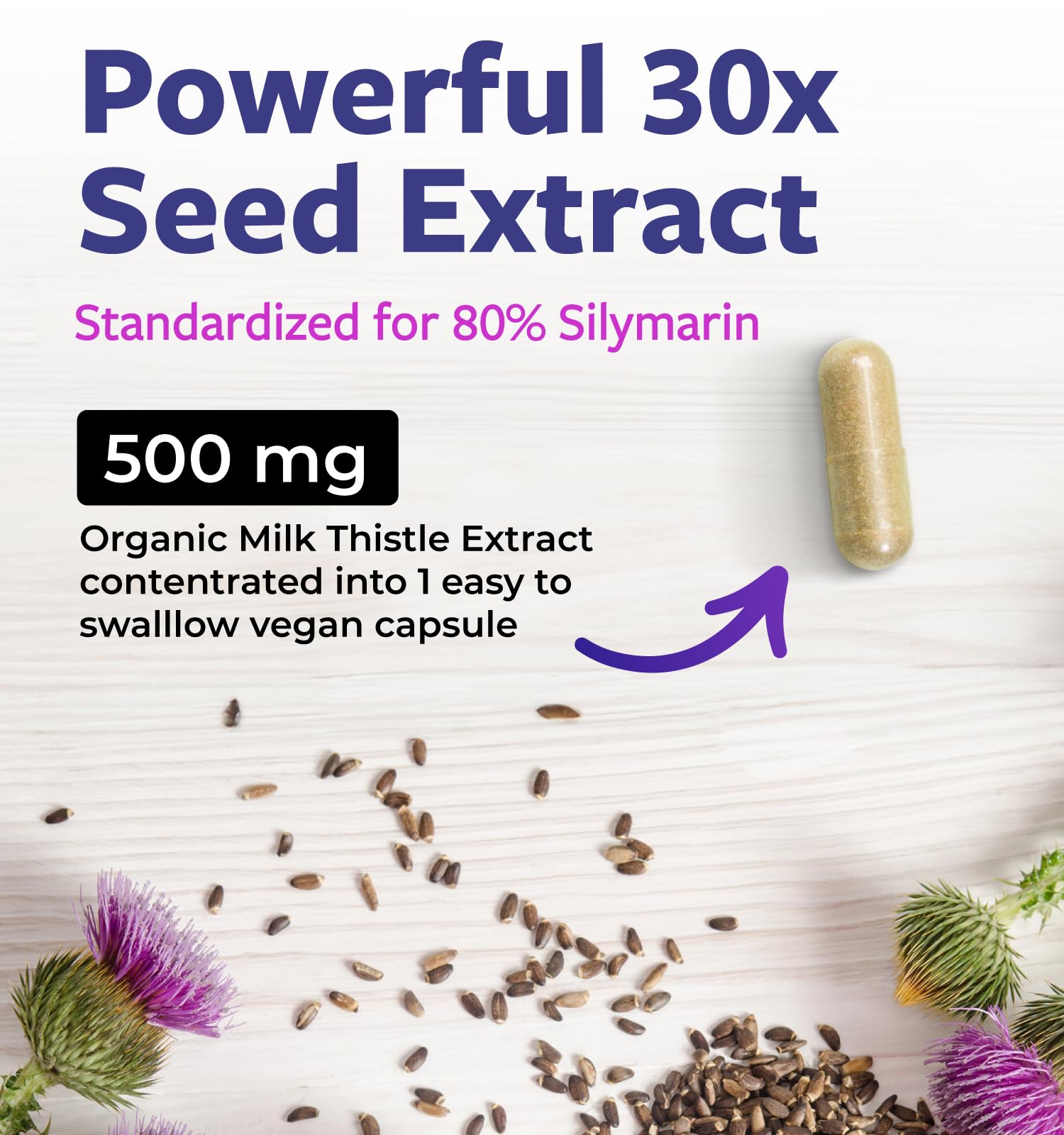 USDA Organic Milk Thistle Capsules - 80% Silymarin Supplement for Liver Support- Super Concentrated 300mg of 30:1 Milk Thistle Extract Equivalent to 9,000mg - Milk Thistle Liver Detox 60 Day Supply - Maple Wellness Supplements