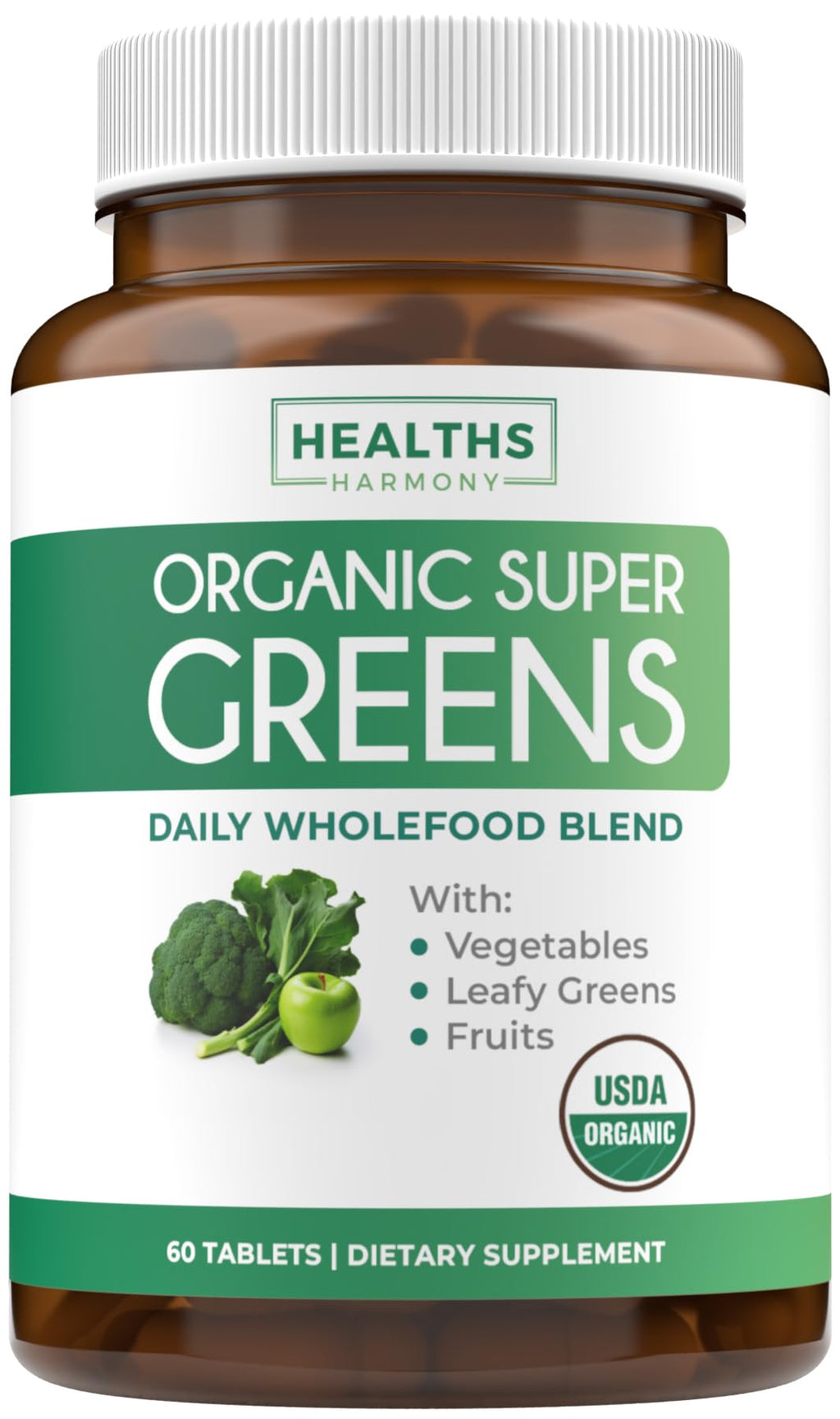 USDA Organic Super Greens Supplement - Organic Greens Fruits and Vegetable Supplement for Adults with 28 Superfood Complex with Superfruits Roots Herbs & More - Vegan & Non-GMO (Up to 1 Month Supply) - TrustMedUSA