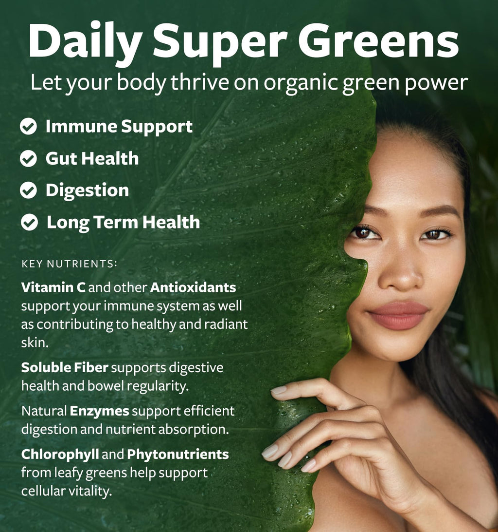 USDA Organic Super Greens Supplement - Organic Greens Fruits and Vegetable Supplement for Adults with 28 Superfood Complex with Superfruits Roots Herbs & More - Vegan & Non-GMO (Up to 1 Month Supply) - TrustMedUSA
