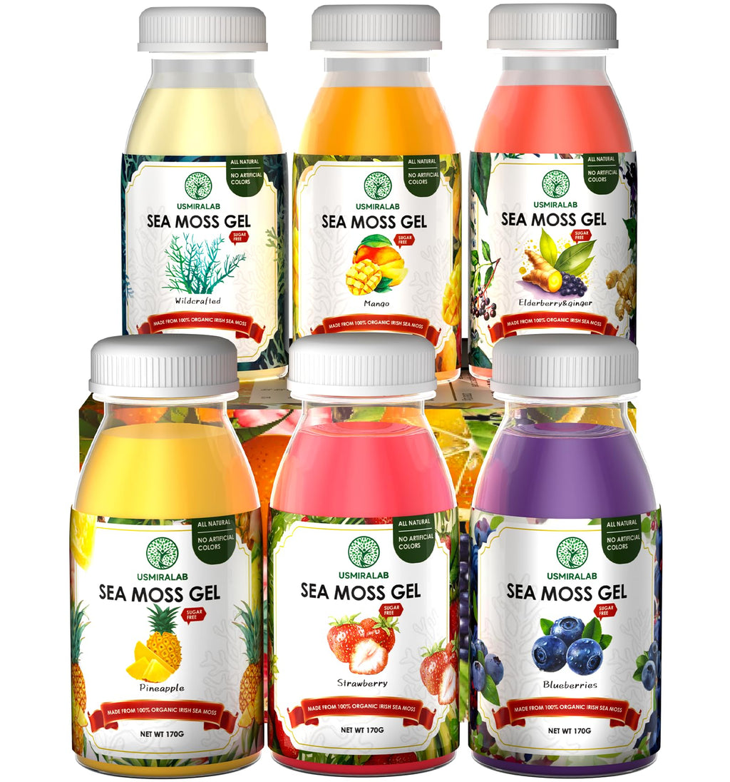 USMIRALAB Wildcrafted Sea Moss Gel for Purists： 6-Flavor Ritual Set (36oz) with Antioxidant Ocean Minerals | Pure Superfood Base Vegan - TrustMedUSA